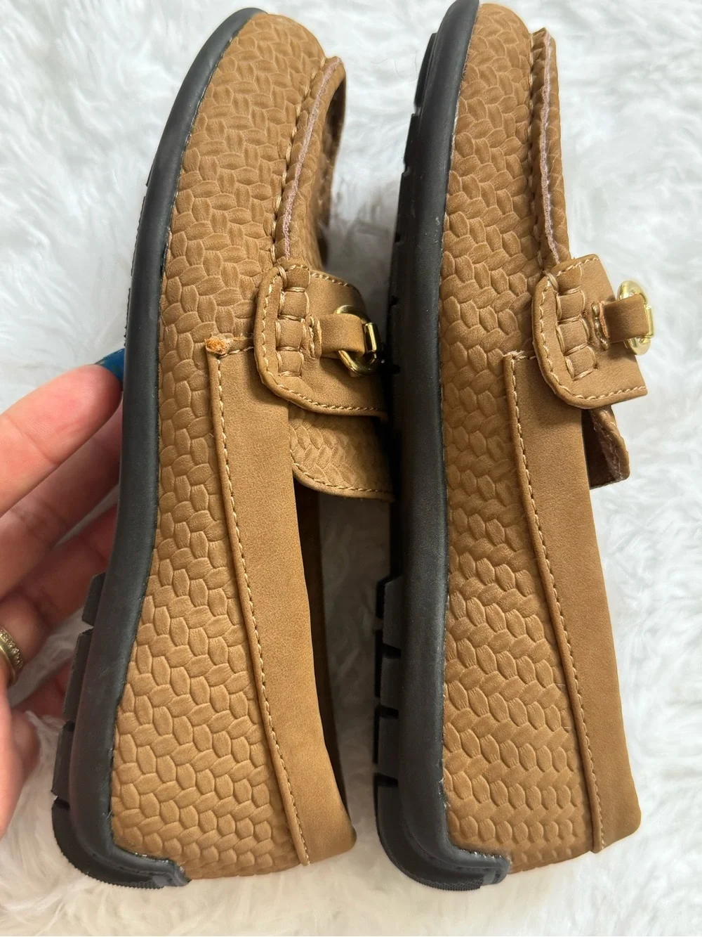 Steve Madden Cognac Loafers with Gold Chain Detail